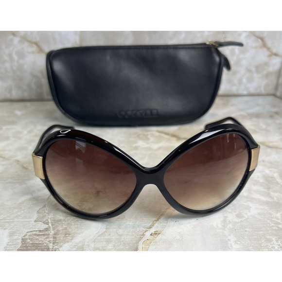 Oliver Peoples Sunglasses Harlot Oversized Dark Brown/Gold 64-15-130 Case Japan